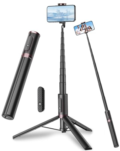 TONEOF 67 Selfie Stick Tripod, All-in-1 Phone Tripod Stand Video Kits with Integrated Wireless Remote,Portable,Lightweight,ExtendableTripod for Selfies/Live/Video Recording/Travel-Black