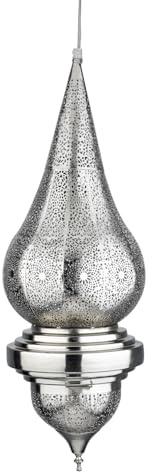 Orientalische Pendelleuchte Inanna Lampe aus Metall in Silber 66 cm