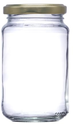 12oz Traditional Glass Jam Jars (296ml), Jar for Preserves, Marmalade, Honey, Chutney & Curds (Gold Lid, Pack of 36)