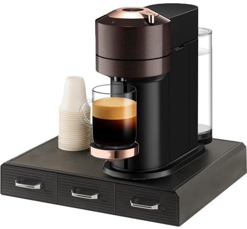 BAKAJI Cassetto Porta Cialde Capsule Caffè in Plastica Nero, Organizer Professionale Caffetteria Multiuso con 3 Cassetti, Organizzatore Portacapsule Angolo Bar Resistente 48 da 3.8 cm Diametro