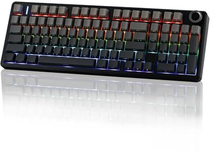 EPOMAKER X Aula F99 PRO Clavier de jeu sans fil, clavier personnalisé remplaçable à chaud, 2,4 GHz/Type-C/BT5.0 avec batterie de 8000 mAh, clavier de jeu rétroéclairé RVB (dégradé noir)