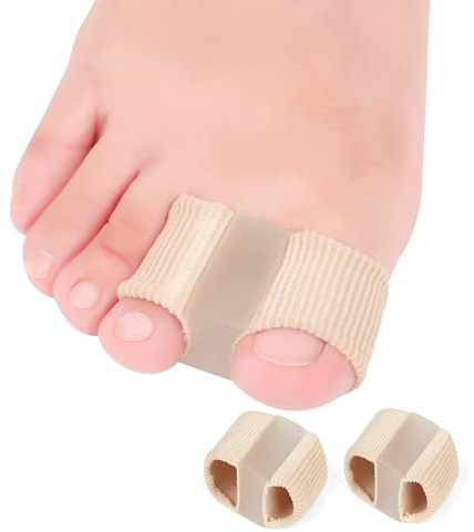 DYKOOK Gel Toe Separators Bunion Corrector with 2 Loops be Made of Elastic Fabric Material 2PCS Toe Corrector for Big Toes,Toe Spacers Suitable for Hallux valgus,Foot Pain,Corns (S)