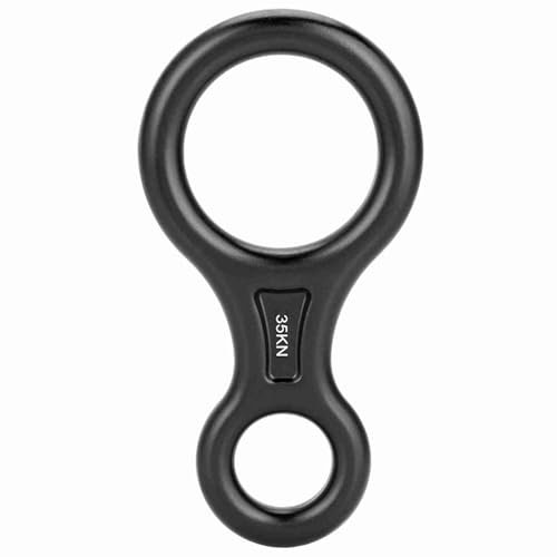 Baxnore 35KN Figura 8 Descenso de Cuerda de Palabra, 8 Anillos de Escalada, Descenso de Escalada, Descenso de Cuerda Figura 8, Anillo de Descenso de Escalada para Rescate de (Negro)