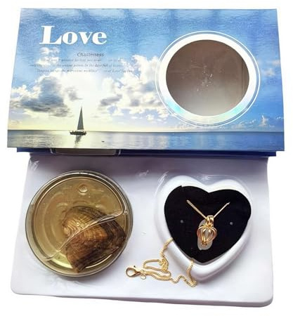 Kit de collar de perlas de deseo genérico - Kit de fabricación de collares DIY, conjunto de perlas cultivadas en ostra, regalo para el día de San Valentín para ella