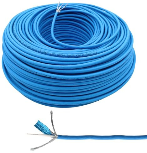 Area illumina Cavo Coassiale RG59 Mini, 100m, 75 Ohm, 4K Ultra HD, Blu, LSZH, Rame 100% per Videosorveglianza