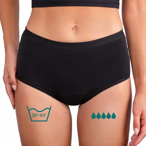 Taynie Comfort - Juego de ropa interior de periodo extrafuerte para sangrado intenso, pack de 3, ropa interior menstrual, bragas menstruales, duración de uso hasta 12 horas, lavable hasta 60 °C (40, 3