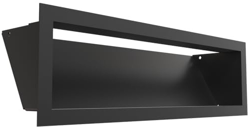 Kratki LUFT ventilationsgaller 12x40 cm svart – metallgaller för eldstäder och värmesystem, rektangulärt, 45° lutande, modernt, pulverlackerat, för väggmontering, funktionellt och dekorativt