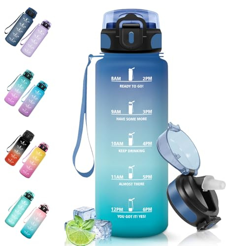 Motswedi Sportflaska, 1500ml Läckagesäker Vattenflaska, BPA-Fri, Vattenflaska Med Sugrör, Ateranvändbar, Lätt Att Bära, LäCkagesäKer Vattenflaska, Dricksflaska för Cykling, Fitness, Yoga, Kricka