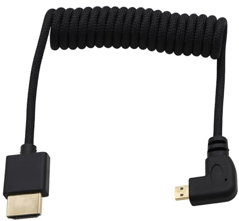 HangTon Cable flexible Micro HDMI a HDMI 4K60 8K para ATOMOS Ninja V Ultra, Sony ZV-E10 A7C A7R4 A6700, Canon R6II R5C R10, Lumix S5 S9 G100, Fujifilm X-T50, negro trenzado, 30 cm