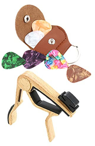 Toddmomy 1 Satz Guitar Capo und Plektren Set Teiliges Zubehör für Gitarre mit Pickhalter für Akustik und Westerngitarren Stabil und Langlebig Capo und Plektren