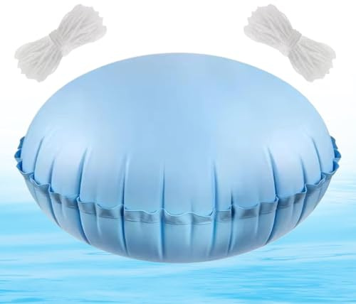 Pool Pillow Float | Ice Equalizer Thick Cushion | 4x4 Ft Inflatable Pool Pillow with Rope, Household & Personal Care Accessories for Swimming Lake River Tubing Beach Vacation Party Spa Resort Hot Tub