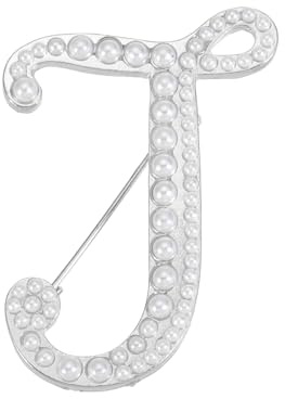 PATIKIL Buchstaben Anstecknadel Perlen Initial Alphabet J Anstecker Brosche Silberfarben