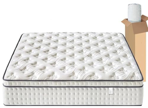 Queen Hybrid-Matratze in einer Box, 90 x 200 cm, Memory-Schaum und Taschenfederkern-stützende und bequeme 15 cm dicke Matratze für ultimatives Schlaferlebnis