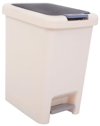 QUMIIRITY Pattumiera Rettangolare con e Beige Contenitore Plastica Antiodore per Bagno Camera da Ufficio Design Compatto e Facile da