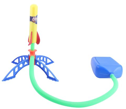 FRCOLOR Lance-roquettes Pneumatique pour Garçon et Filles Pied, Jouet Extérieur en Plastique et Eva, Rotatif, pour Jeux en Plein Air et Pique-niques Parc Couleur Aléatoire