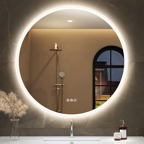 STARLEAD 100 cm rund badrumsspegel med belysning och Bluetooth, badrumsspegel rund med belysning dimbar, 3 färgtemperaturer, avfostrad, minnesfunktion, HD härdat glas, IP44 vattentät