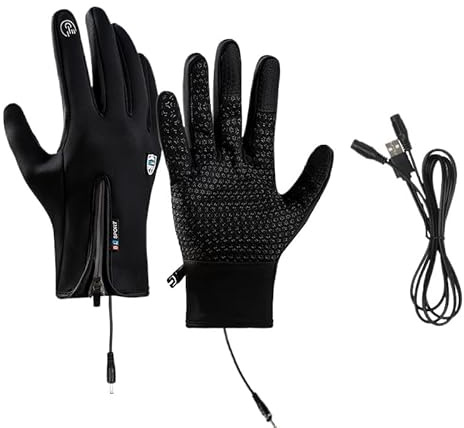 Micmetago Beheizbare Winterhandschuhe mit wiederaufladbarem Akku – Warme elektrische Handschuhe für kalte Tage, ideal für Outdoor-Aktivitäten, Radfahren & Alltag (Schwarz,L)