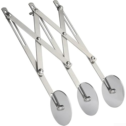 Pastry Cutter Stainless Steel Pizza Slicer,3-in-1 Circular Dough Cutter Set Pizza Wheel with 7/5/3 Round Cutters for Scoring Slicing Biscuits Pastries Dishwasher Safe Baking Tool(Silver1)