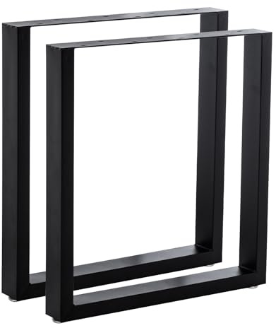 Thanaddo 2er Set Tischbeine Metall, Schwarze Tischkufen aus Vierkantprofil, 80x40 mm stabile Tischgestell für DIY-Schreibtisch Esstisch Couchtisch Bänke, Möbelfüße inkl. Bodenschoner (70x72cm)