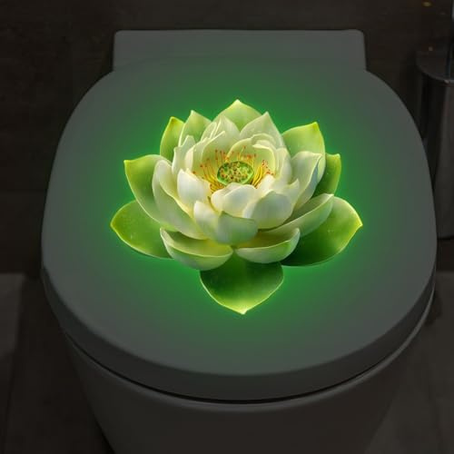 WC Aufkleber Lotus Glow in the Dark Vinyl Toilettendeckel Sticker Badezimmer Deko Leuchtend Nachtlicht Abnehmbarer Wandaufkleber für WC Sitz Mietwohnung Dekoration Badezimmer