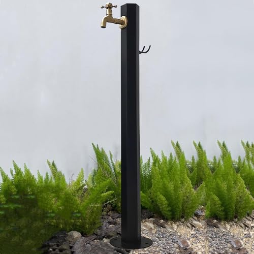 Stainless Steel Outdoor Garden Water Column - Freestanding Hexagonal Design with Round Base, Easy Installation for Patios & Gardens, Durable Fountain Feature