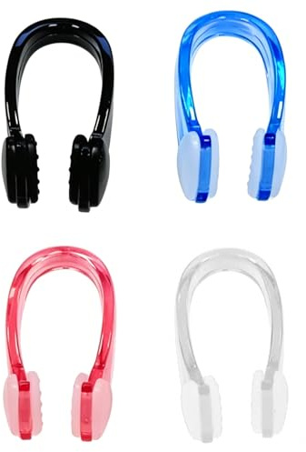 4 Pcs Swimming Nose Clips, Silicone Waterproof Nose Clips for Adults | 4 silicone swimming nose clips with waterproof comfort fit for pools, training, beach swimming, and daily water sports use.