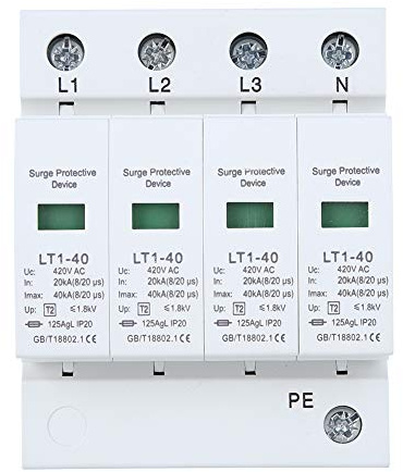 Dispositivo di Protezione da Sovratensioni 4P, Modulo Bianco LT140 40ka, Anti Fulmine, Apparecchi Modulari - Alta Sicurezza, Installazione su Binario, Ideale per Applicazioni