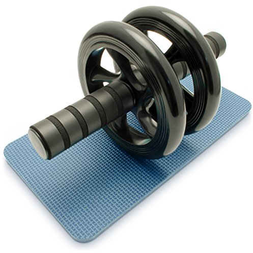 CampTeck U6665 Dual AB Roller Bauchtrainer Roller Bauchmuskeltrainer mit Knieauflage & Komfortgriffen, Bauchroller Perfekt für Fitnesstraining Muskelaufbau - Schwarz