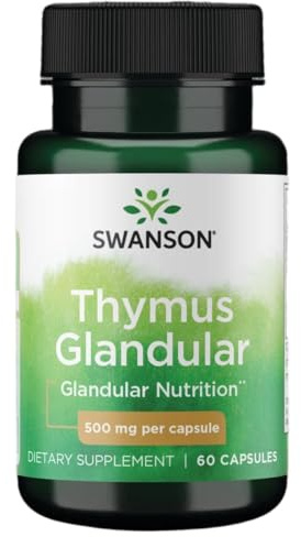 Swanson Cold-Processed Raw Thymus Glandular 500 mg, 60 Capsules