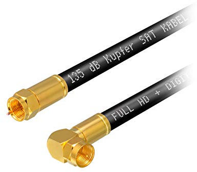 HB-DIGITAL 15m HDTV reines Kupfer SAT Antennenkabel 5-fach geschirmt max 135dB RG6 Koax Kompressionsstecker VERGOLDET gewinkelt 90° Grad Koaxial Kabel 1080p Full HD 3D UHD ULTRA 4K F-Stecker schwarz