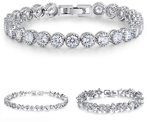Kim Johanson Damen Tennis Armband *Verschiedene Modelle* in Silber mit weißen Kristallen besetzt rhodiniert inkl. Schmuckbeutel