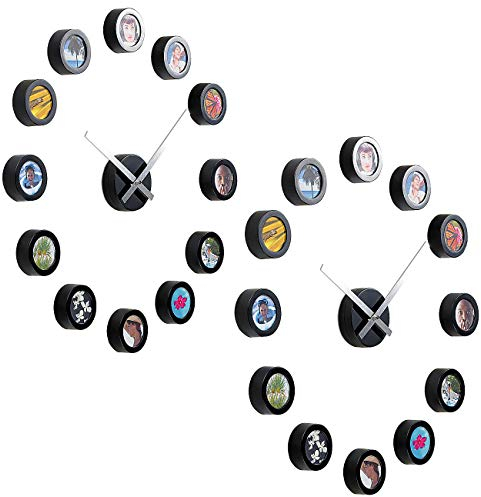 infactory Uhr selber gestalten: 2er-Set Wanduhr zum Selbstgestalten mit Zifferblatt aus 12 Bildern (Foto-Wanduhr, Bilderuhren)