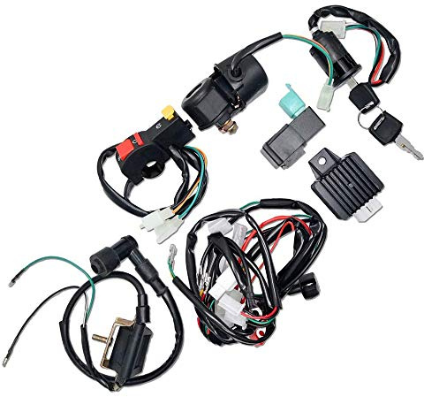 Wiring Harness Coil Loom Ignition System CDI Spark Plug Kit for 50cc 70cc 90cc 110cc PIT Quad Dirt Bike ATV Dune Buggy