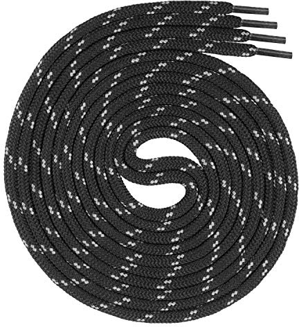 Swissly Skosnören runda ca 4,5 mm diameter för arbetsskor, vandringsskor, stövlar – skosnören, skosnören av polyester – längder 70–220 cm, svart / grå, 90 cm / ø 4,5mm