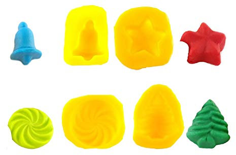 Flexible Molds - Tree, Bell, Star, Swirl (4 cavity) - Cream Cheese Mint Molds - Candy Melts - Fondant - Caramels - Soft Candy Molds