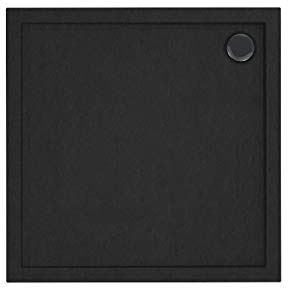 Sellon24® Duschtasse Schwarz Stein Quadrat Rechteck Viertelkreis Duschwanne Black Stone Stein-Effekt (80x80x4,5)