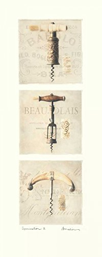 ART-TELA-allungata-su-LEGNO -BARS Sommelier II Melious Amy - Cibo immagine verticale vino vigneto sughero cavatappi vintage francia francese Stampa d'arte 43_X_16_in