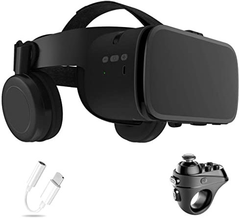 JYMYGS Gafas de Realidad Virtual, 3D VR Gafas con Controlador Bluetooth para Juegos Visión Panorámico VR Glasses para iPhone 13 Pro Max/13 Pro/13/12/11, para Samsung Galaxy S21, Huawei, Xiaomi