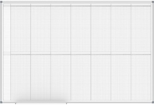MAUL Jahresplaner weiß MAULstandard 100 x 150 cm magnethaftend abwischbar | klare Jahresübersicht für Teams, flexible Urlaubsplanung, robuste Schreibfläche, schneller Überblick, Ablageschale inklusive