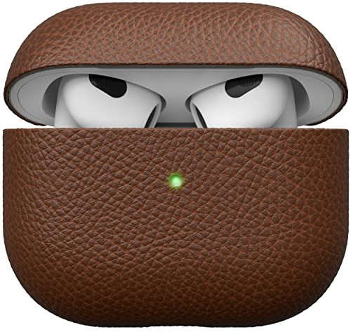 KeyBudz Artisan - Custodia in pelle per Apple AirPods 3, custodia in vera pelle, accessori per auricolari, colore: Marrone