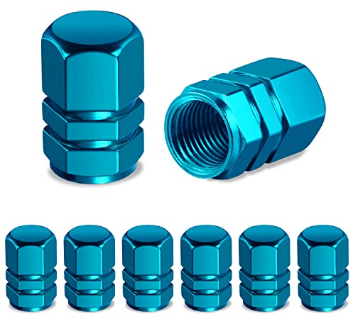 Soleebee Tapones de válvula de aleación, tapas de válvula de neumático, accesorios para coche, tapas de válvula universales, tapas de protección contra el polvo, bicicleta (azul, 8 unidades)
