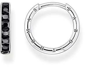THOMAS SABO Creolen schwarze Steine pavé silber 925 Sterlingsilber, Geschwärzt