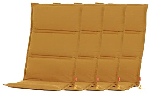 Hochlehner Auflagen Gelb 4er Set Gartenstuhl Sitzpolster Centauri Komfort | BURI Siena Garden Auflage UV-beständig mit Stehsaum für komfortable Gartenmöbel auf Balkon, Terrasse und im Garten