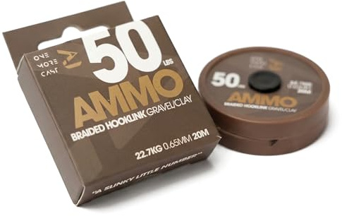 OMC AMMO Camo Braided Hooklink 20m - Carp Fishing Braid 25lb & 50lb | High Strength Braid for Solid Bag and Combi Rigs - Weed, Silt and Gravel Clay Camo for Catfish