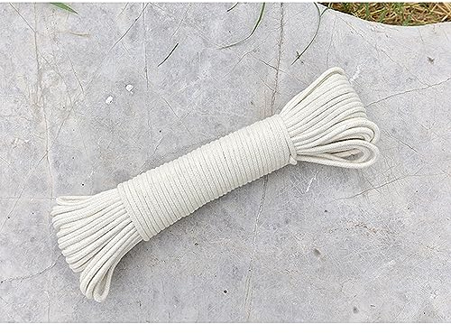 WABMJGW Makramee-Seil Beige 100 m, Makramee-Kordel mit Baumwollkern, gedrehtes Dickes Baumwollseil, Mehrzweck-Terrassenseil für Makramee-Kunst, Fahnenmastseil, Wäscheleine,Beige-4 mm