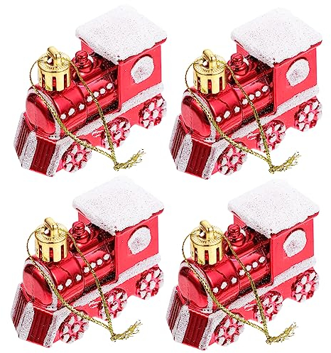 Abaodam 4stücke Teiliges Weihnachtsbaum-dekorationsset Mit Kleinen Cartoon-zugpendants Weihnachtsdeko Für Feiern Und Hochzeiten Langlebig Und Farbenfroh Für Stimmungsvolle Anlässe