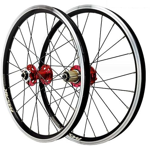 ZECHAO 20 Zoll MTB Fahrrad Laufradsatz,Scheibenbremse 24 Stunden Nabe Schnellspanner Fahrradfelgenringbremse V Bremse Vorne 2 Hinten 4 Lager 7/8/9/10/11/12 Geschwindigkeit Wheelset (Color : Red, Siz