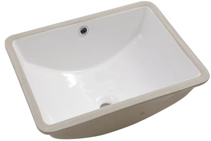 Fulorni Unterbau-Waschbecken, rechteckig, 45,7 x 35,6 cm, rechteckig, weißes Porzellan, Keramik, Untertisch-WC, Waschbecken, Waschbecken mit Überlauf