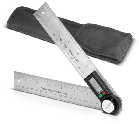 STAHLWERK Digitaler Winkelmesser DWM-200 ST mit 180 mm Messbereich 360° Präzisions-Winkelmessgerät | Gradmesser | Winkellineal aus Edelstahl