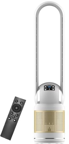 LSQXSS Ventilateur tour avec purificateur d'air,ventilateur de refroidissement sans pales avec télécommande,8 vitesses,minuterie 8h,balançoire à 80°,ventilateur tour à circulation d'air,affichage LED